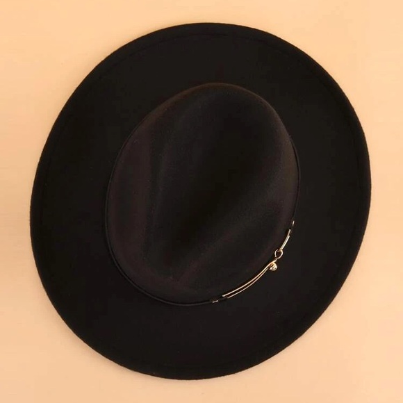 Bohemian Black Buckle belted Fedora Hat Minimalist - Picture 2 of 4